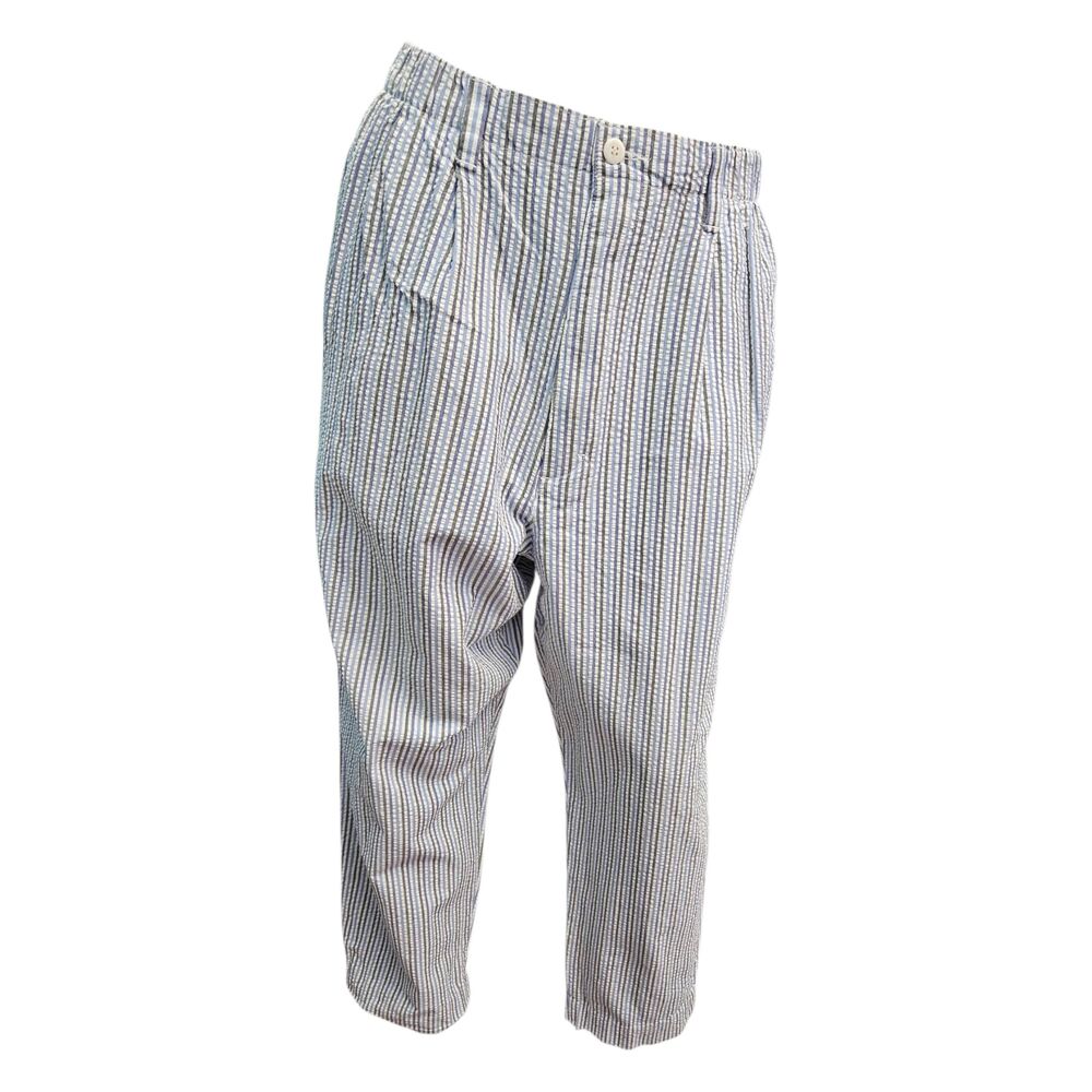Lands End Blue Striped Searsucker Cropped Pants Womens size 16